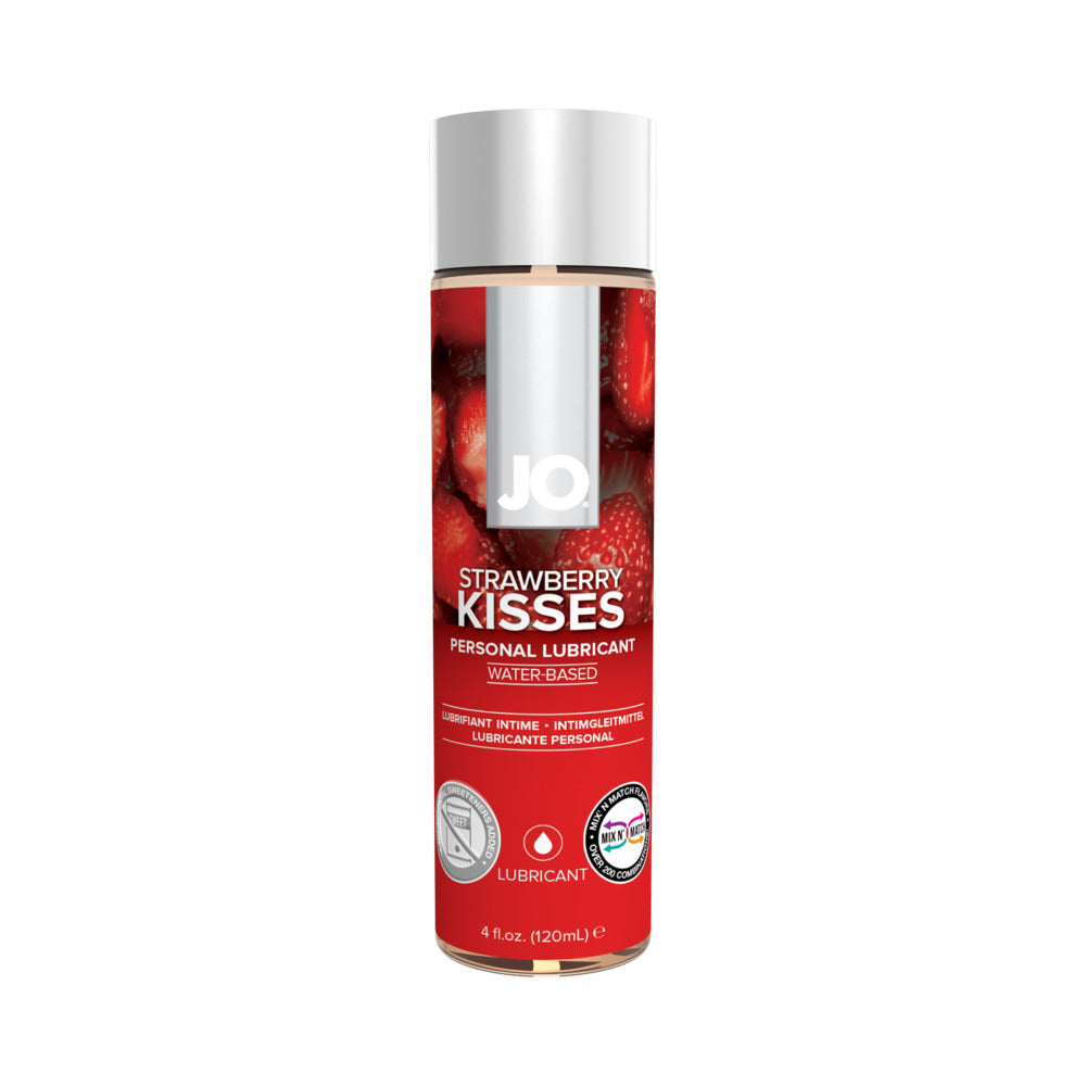 JO H2O Strawberry Kisses Flavored Water-Based Lubricant 4 oz. System JO H2O Strawberry Kisses bottle with red berry label