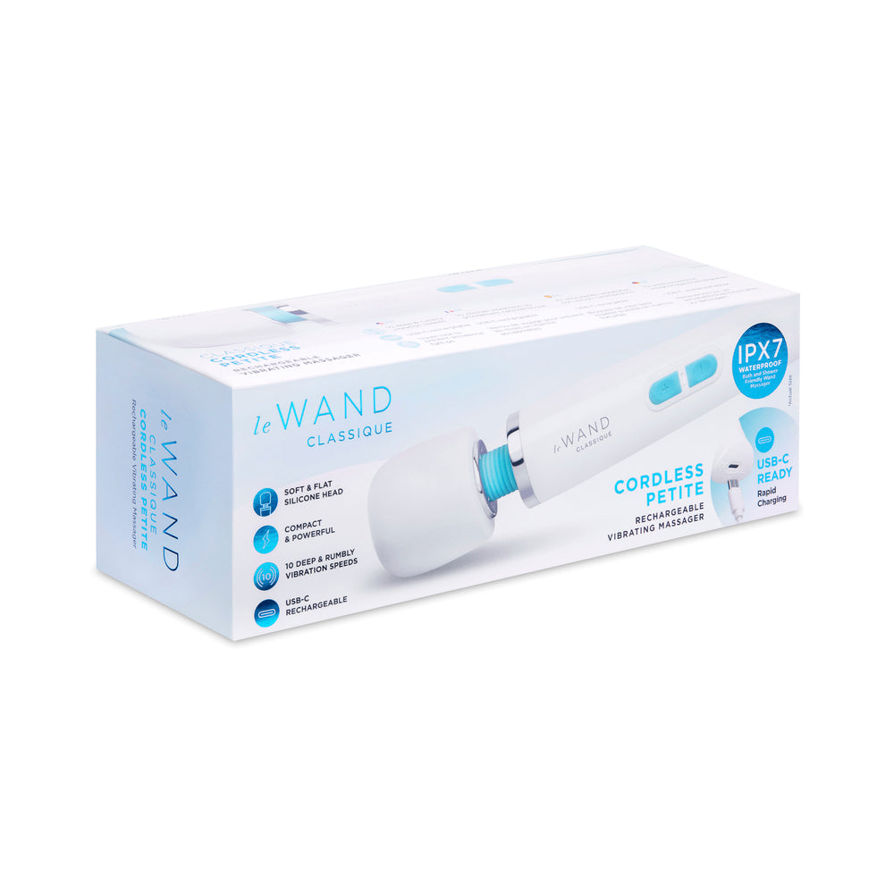 Le Wand Classique Petite Wand Massager White Le Wand Classique Petite massager in blue retail box