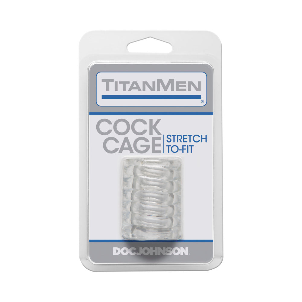 TitanMen - Cock Cage Clear Clear TitanMen ribbed cock cage in Doc Johnson blister packaging