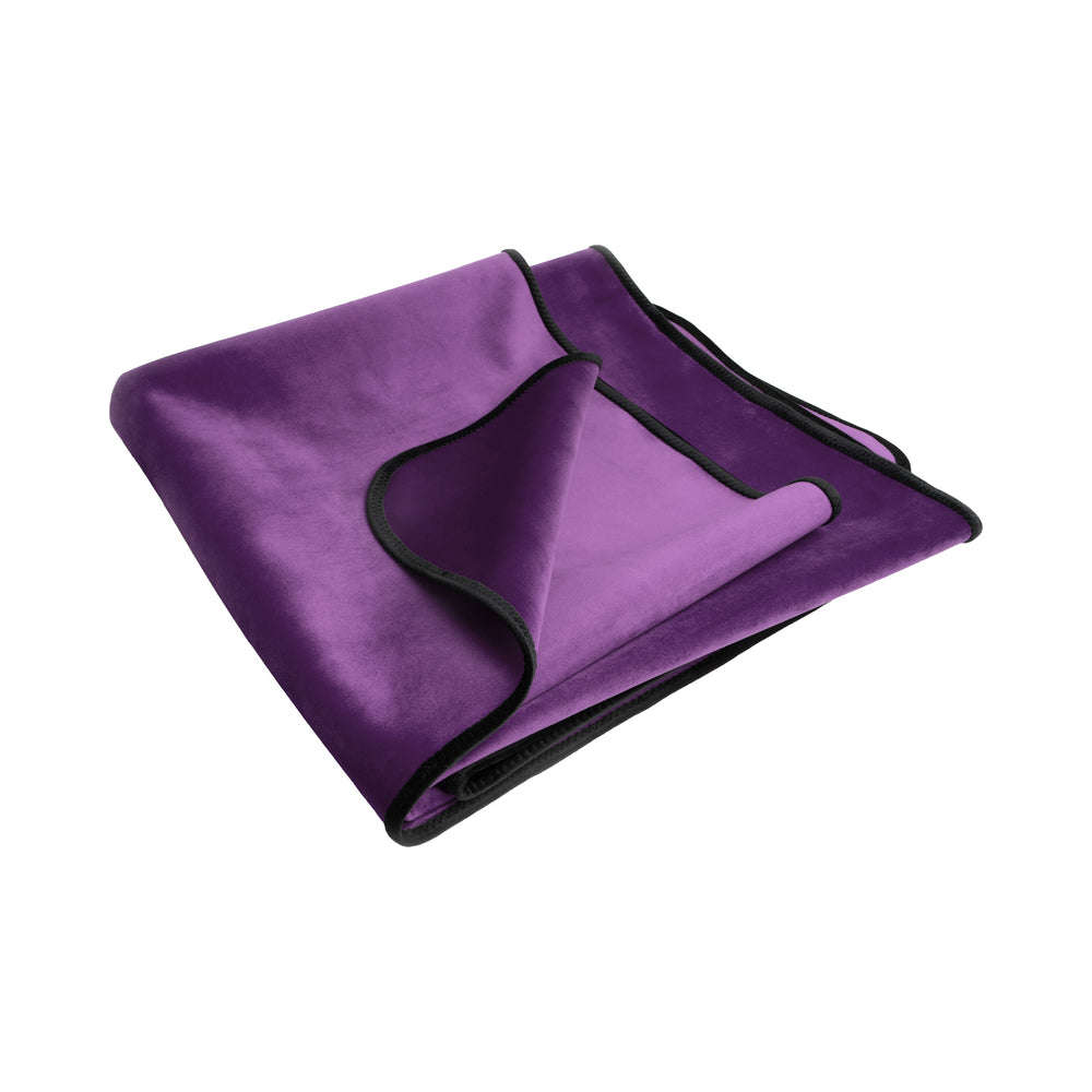 Liberator Fascinator Throw Mini Purple folded purple Liberator Fascinator Mini throw with black rounded edging