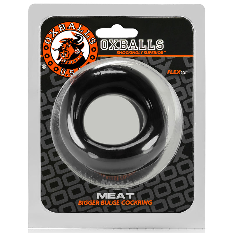 OxBalls Meat, Padded Cockring, Black OxBalls Meat Black Padded Ring in hanging package