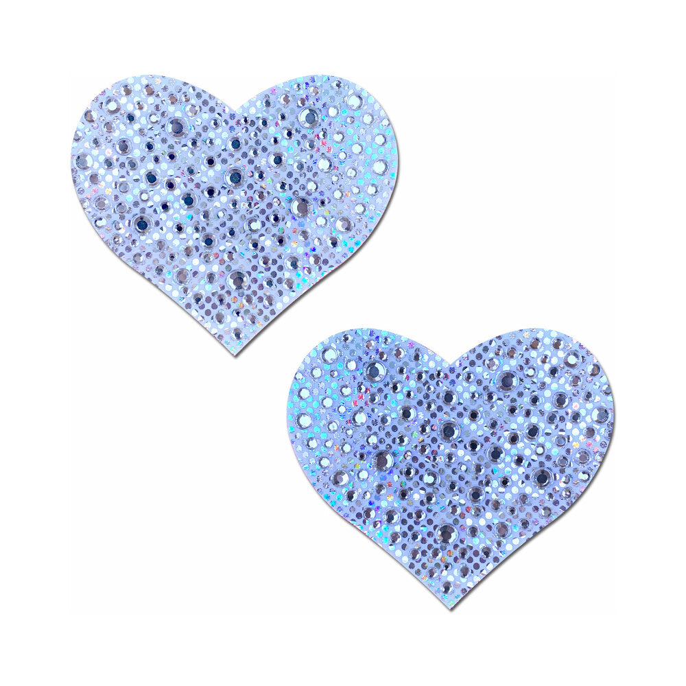 Pastease Crystal Sparkling Heart Pasties Silver Pastease Crystal Sparkling Heart Pasties Silver