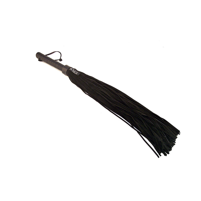 Rouge Flogger, Suede w/Leather Handle Black Rouge Garments Black Suede Flogger extended suede falls with short wrapped handle