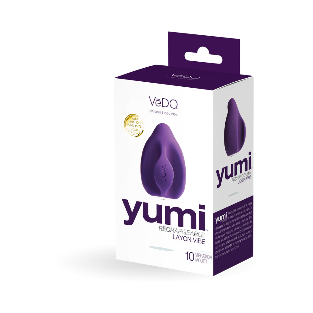 VeDO Yumi Rechargeable Finger Vibe - Deep Purple VeDO Yumi deep purple finger vibrator in angled retail box