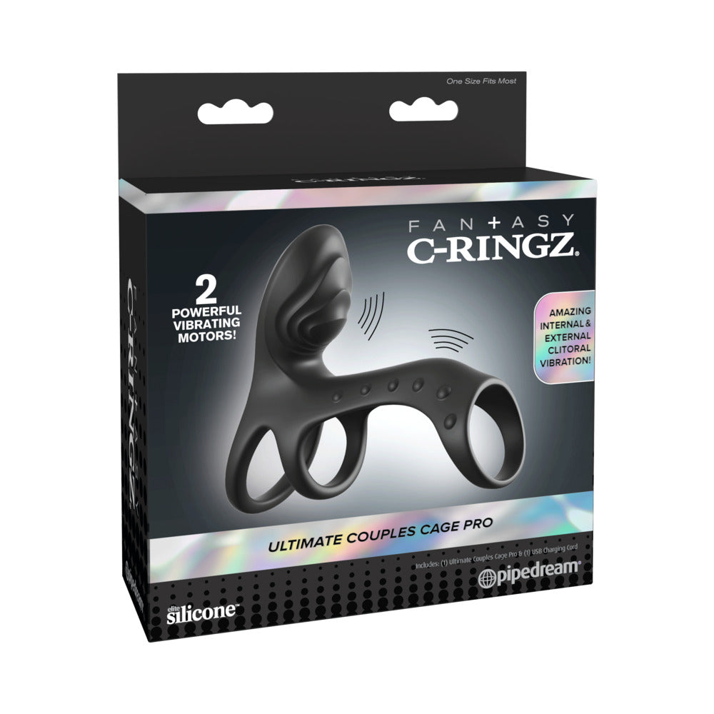 Fantasy C-Ringz Ultimate Couples Cage Pro Black Black Fantasy C-Ringz Couples Cage Pro on retail box