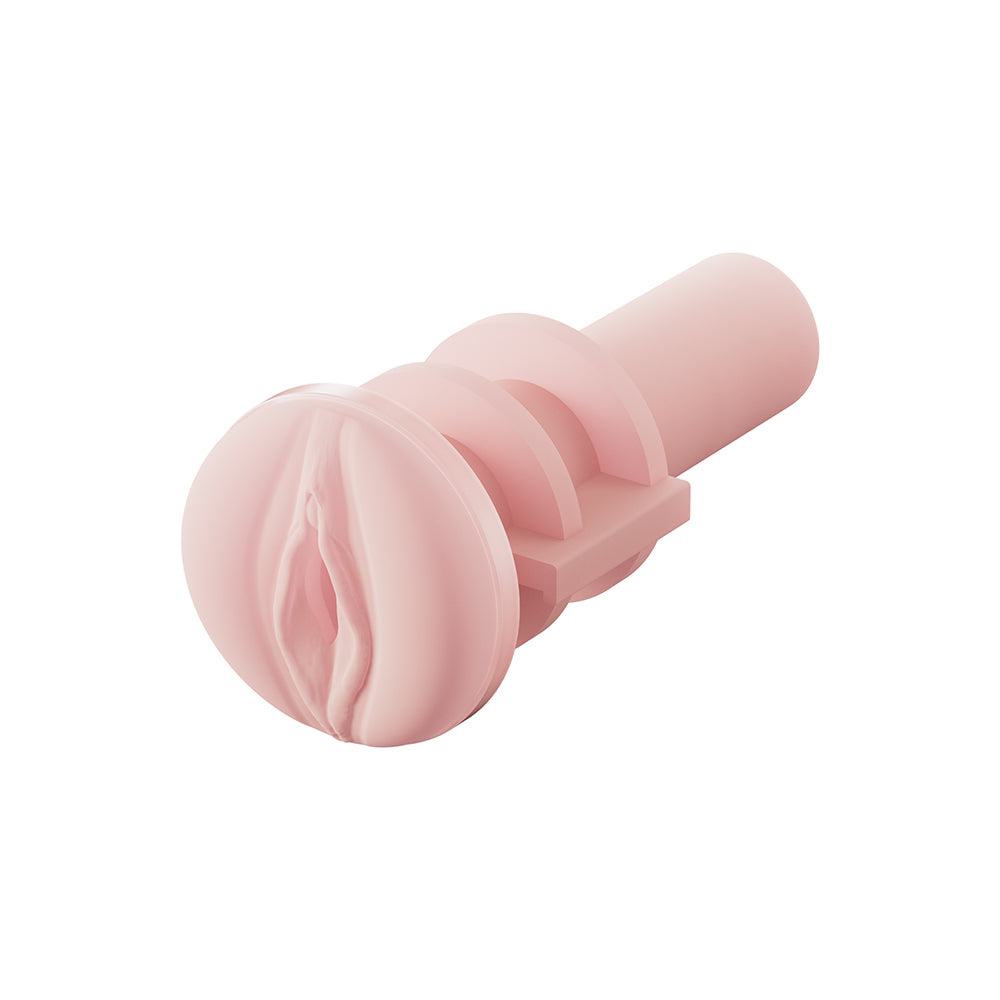 Lovense Vagina Shaped Sleeve for Solace beige Lovense Solace sleeve with sculpted opening and ridged cylindrical body
