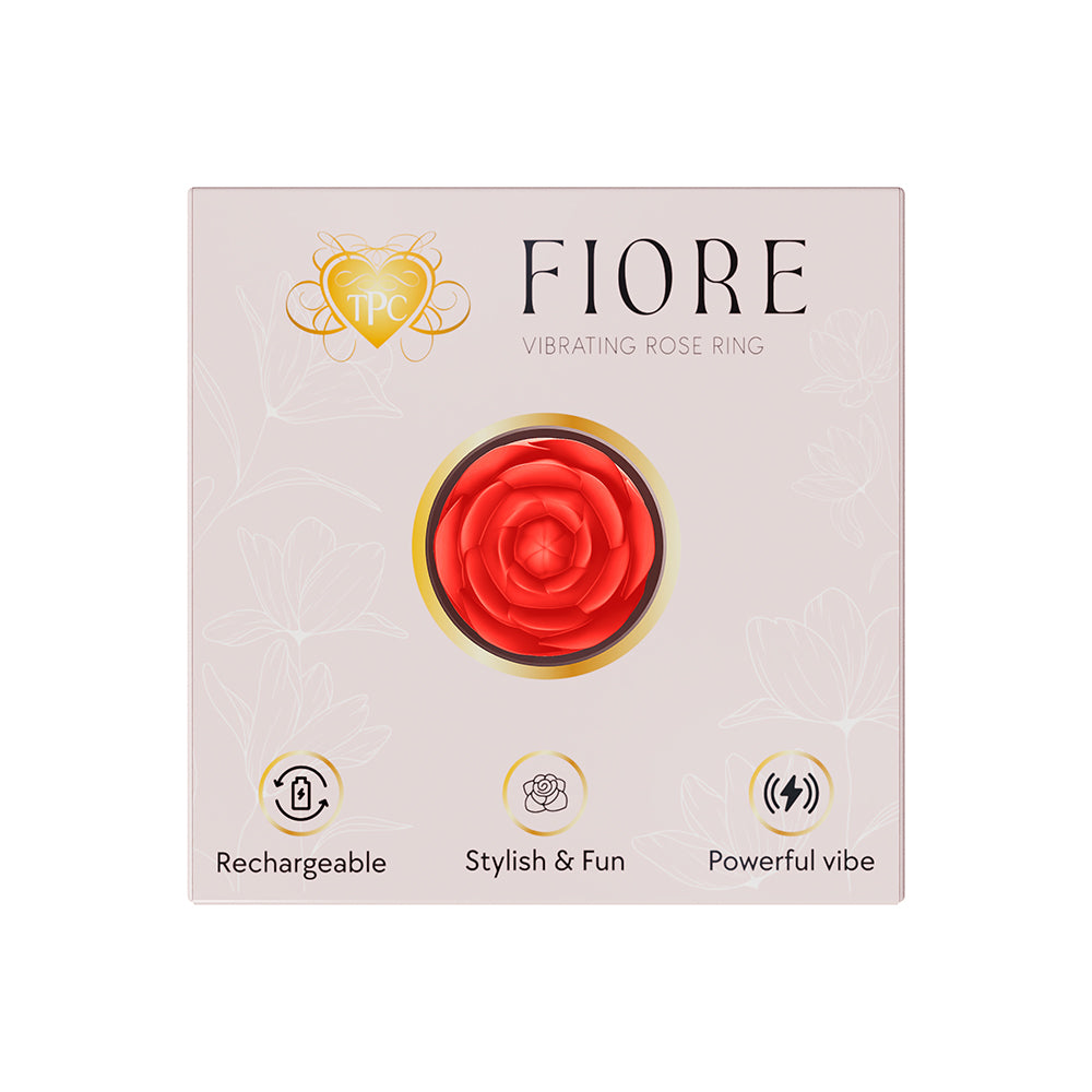 The Pleasure Company Fiore Rose Ring Vibrator Red Savage Me Fiore red rose ring on display card