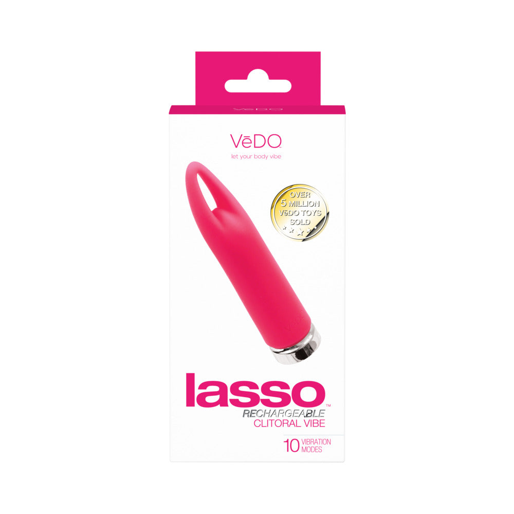 VeDO Lasso Rechargeable Bullet Vibe Pink Pink VeDO Lasso loop-tip bullet vibrator in white package