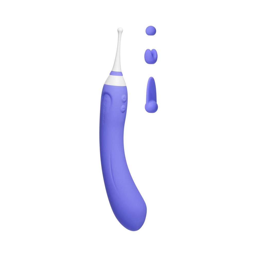 Lovense Hyphy Bluetooth Remote-Controlled Dual-End Vibrator Clitoral and G-Spot Stimulator Purple Lovense Hyphy with three interchangeable head shapes