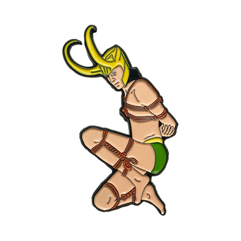 Geeky & Kinky God of Mischief Enamel Pin God of Mischief enamel pin with gold horned helmet and green briefs