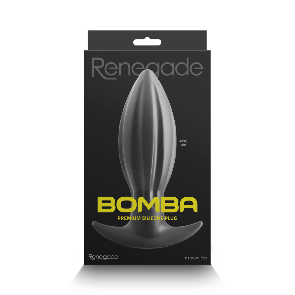 Renegade Bomba Anal Plug Medium Renegade Bomba Medium black plug in black retail box