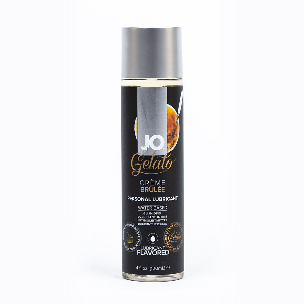 JO Gelato Creme Brulee Flavored Water-Based Lubricant 4 oz. System JO Gelato Creme Brulee 4 oz silver cap bottle front
