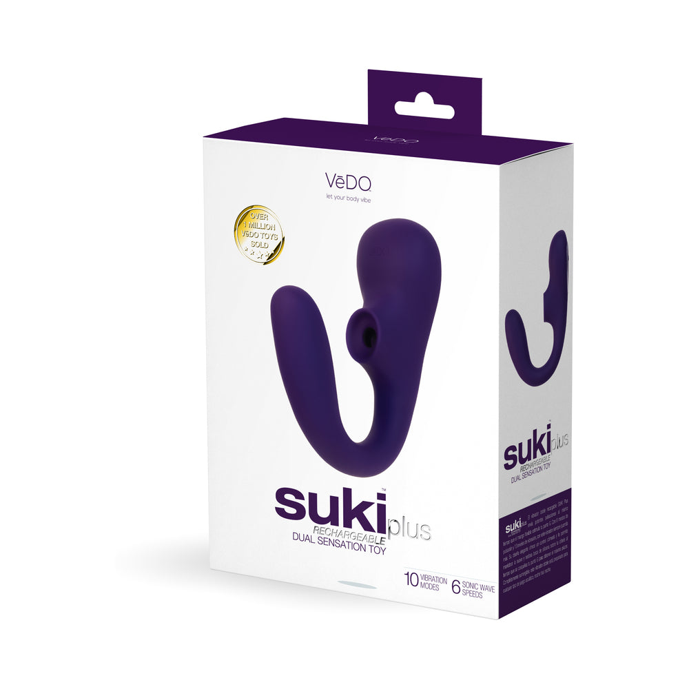 VeDO Suki Plus Rechargeable Dual Sonic Vibe Deep Purple Deep-purple VeDO Suki Plus dual sonic vibrator retail box