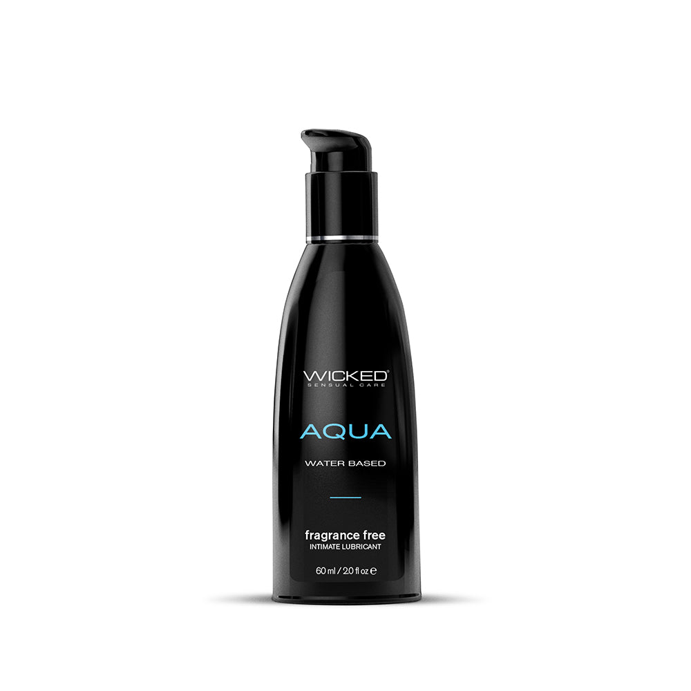 Wicked Aqua Water-Based Lubricant 2 oz. Wicked Aqua 2 oz black pump bottle front