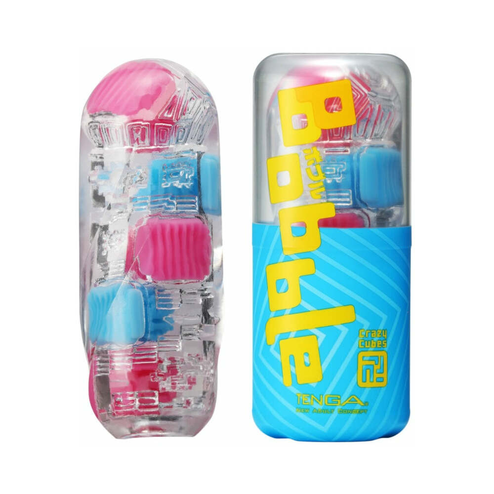 Tenga Bobble Crazy Cubes Tenga Bobble Crazy Cubes clear case and blue sleeve