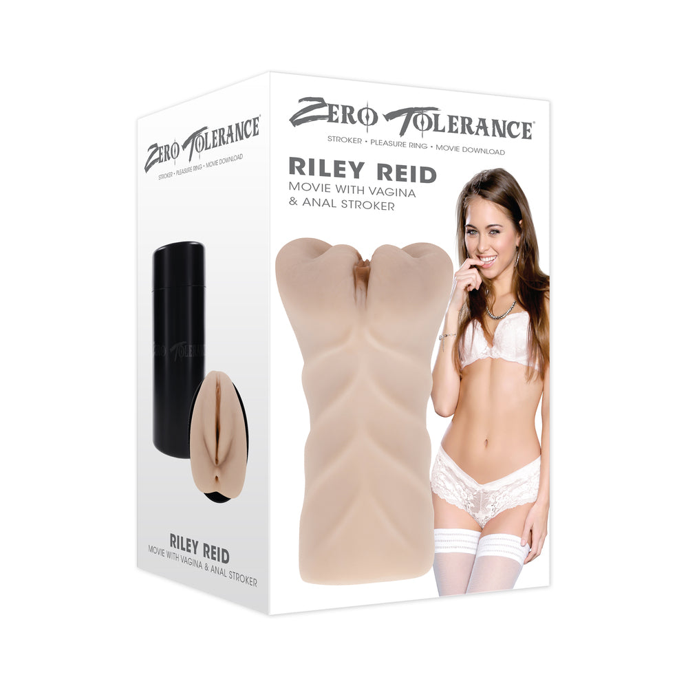 Zero Tolerance Riley Reid Movie with Vagina & Anal Stroker Light Riley Reid dual-entry stroker with Zero Tolerance box