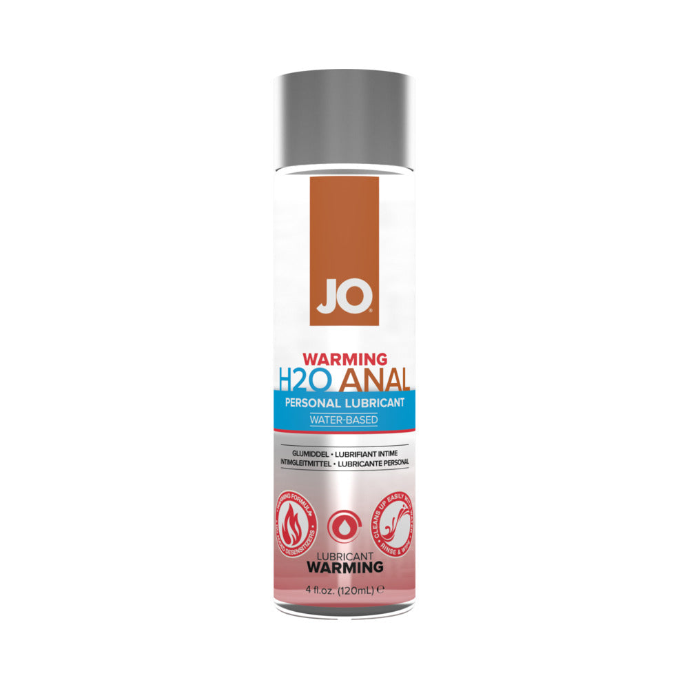 JO H2O Anal Warming Water-Based Lubricant 4 oz. System JO H2O Anal Warming four-ounce silver-capped bottle