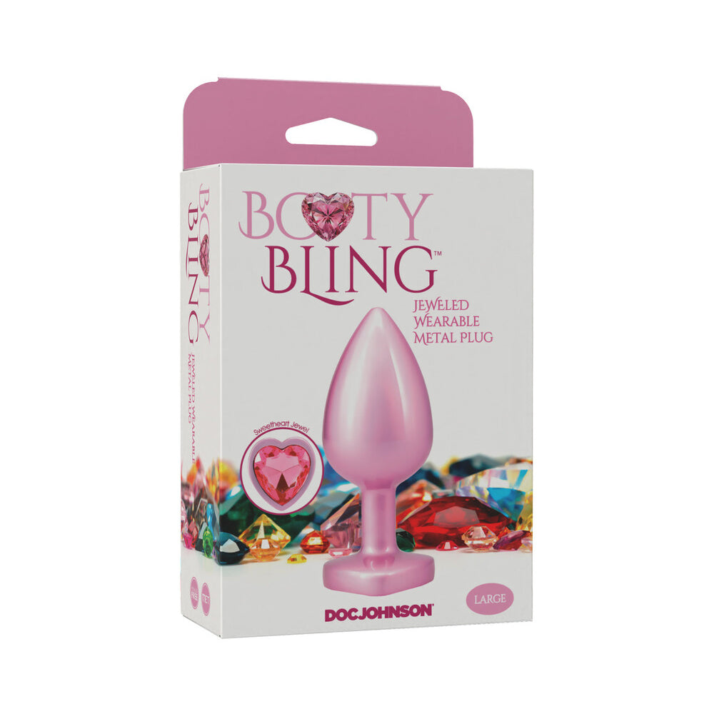 Booty Bling Heart Diamond Jeweled Metal Plug Pink Large Large pink Booty Bling metal plug in white jeweled box