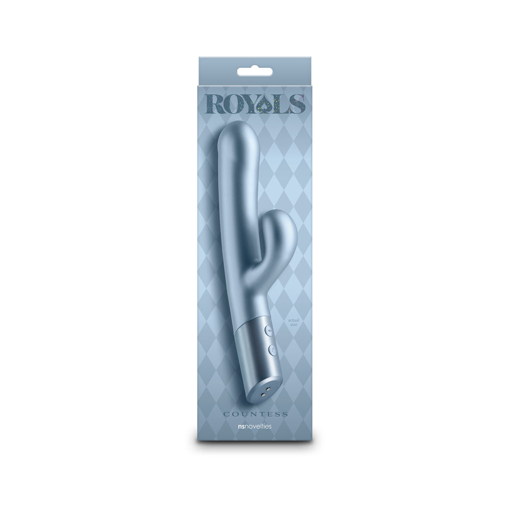 Royals Countess Metallic Seafoam metallic seafoam Royals Countess curved vibrator on blue card