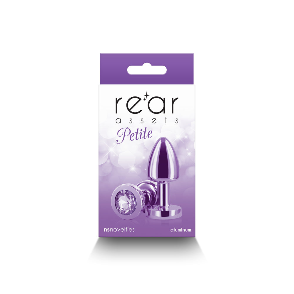 Rear Assets Petite Metal Anal Plug Purple NS Novelties Rear Assets Petite purple aluminum anal plug front retail package