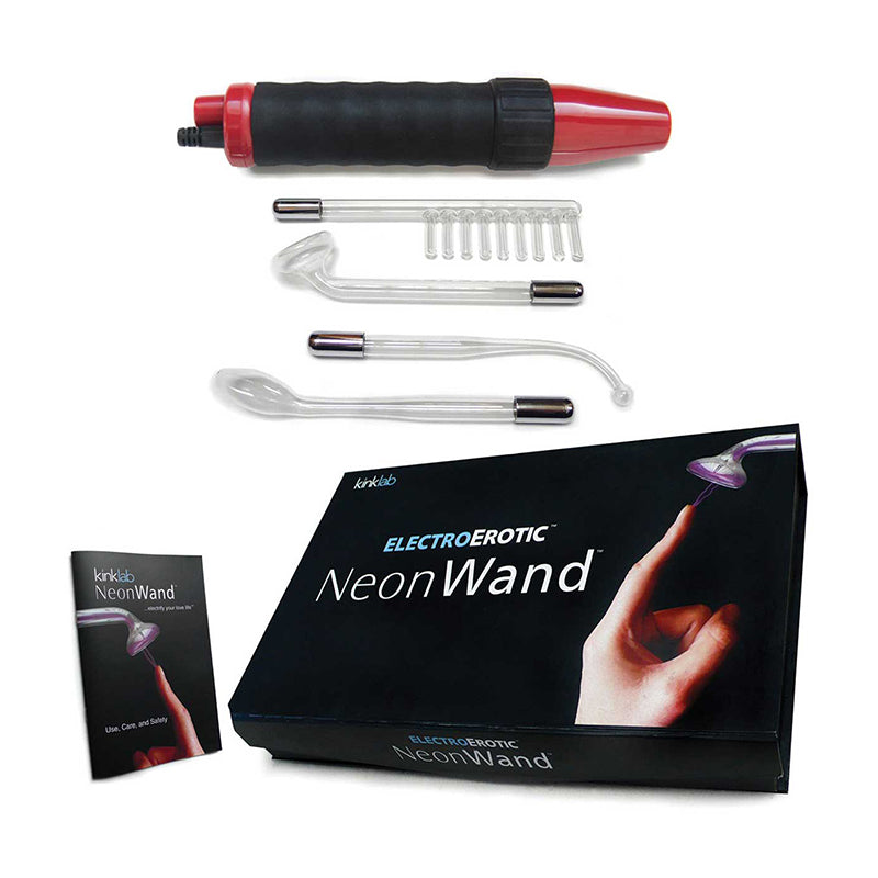 Kinklab Neon Wand - Red Handle/ Red Elec Red and black Kinklab Neon Wand with three clear glass electrodes