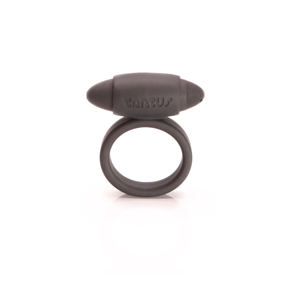 Tantus Super Soft Vibrating Cockring Onyx Black Tantus Super Soft C-ring with dark capsule bullet vibrator