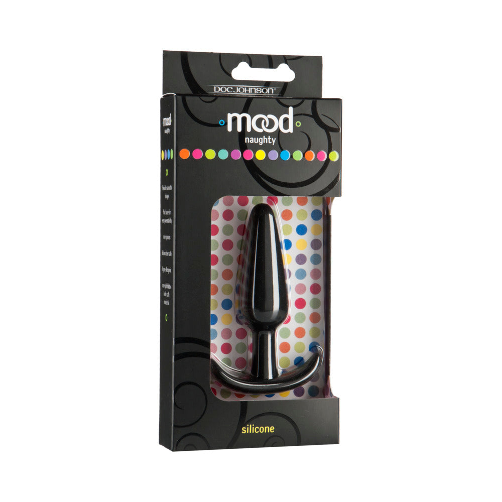Mood - Naughty - Medium Black Silicone Butt Plug Medium black Mood Naughty silicone butt plug in retail packaging
