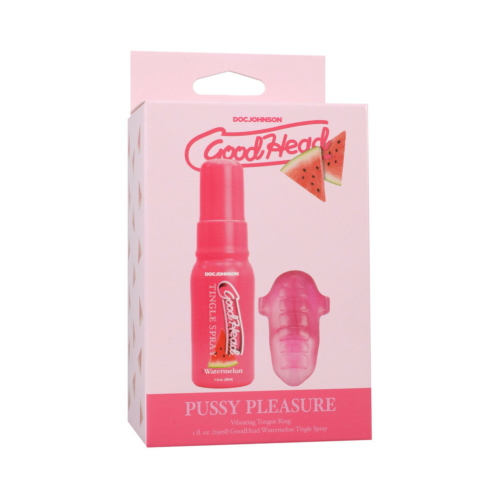 GoodHead Pussy Pleasure Party Kit GoodHead Pussy Pleasure Party kit pink tongue ring and spray bottle in retail box