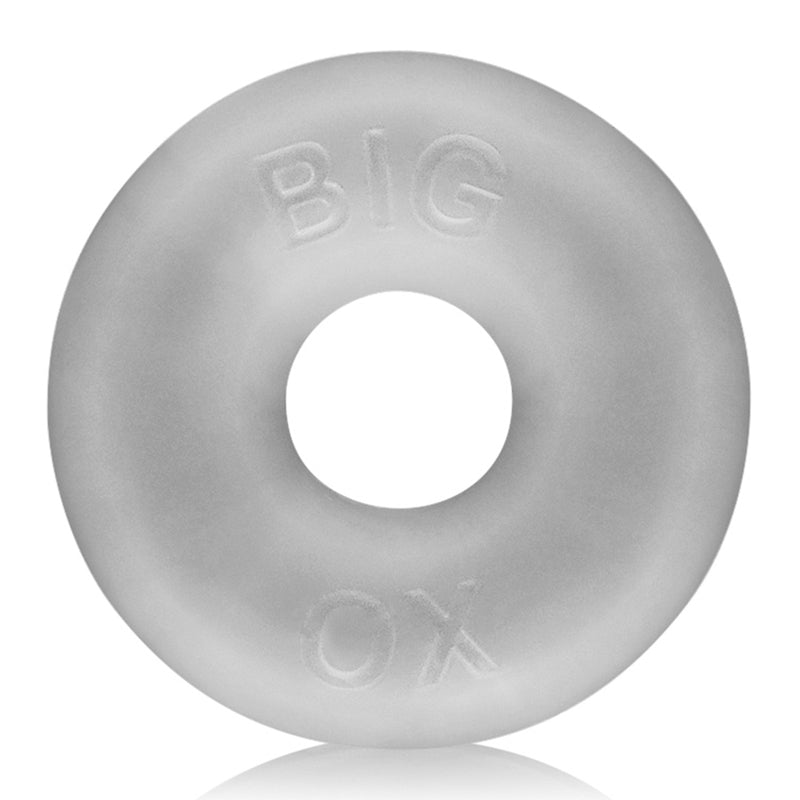OxBalls Big Ox Cockring Cool Ice Clear OxBalls Big Ox thick round cock ring with embossed lettering