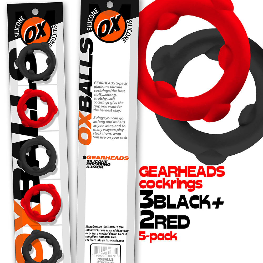 Oxballs Gearheads 5-Pack Spinner Rings Red/Black Oxballs Gearheads five-pack with red and black spinner rings