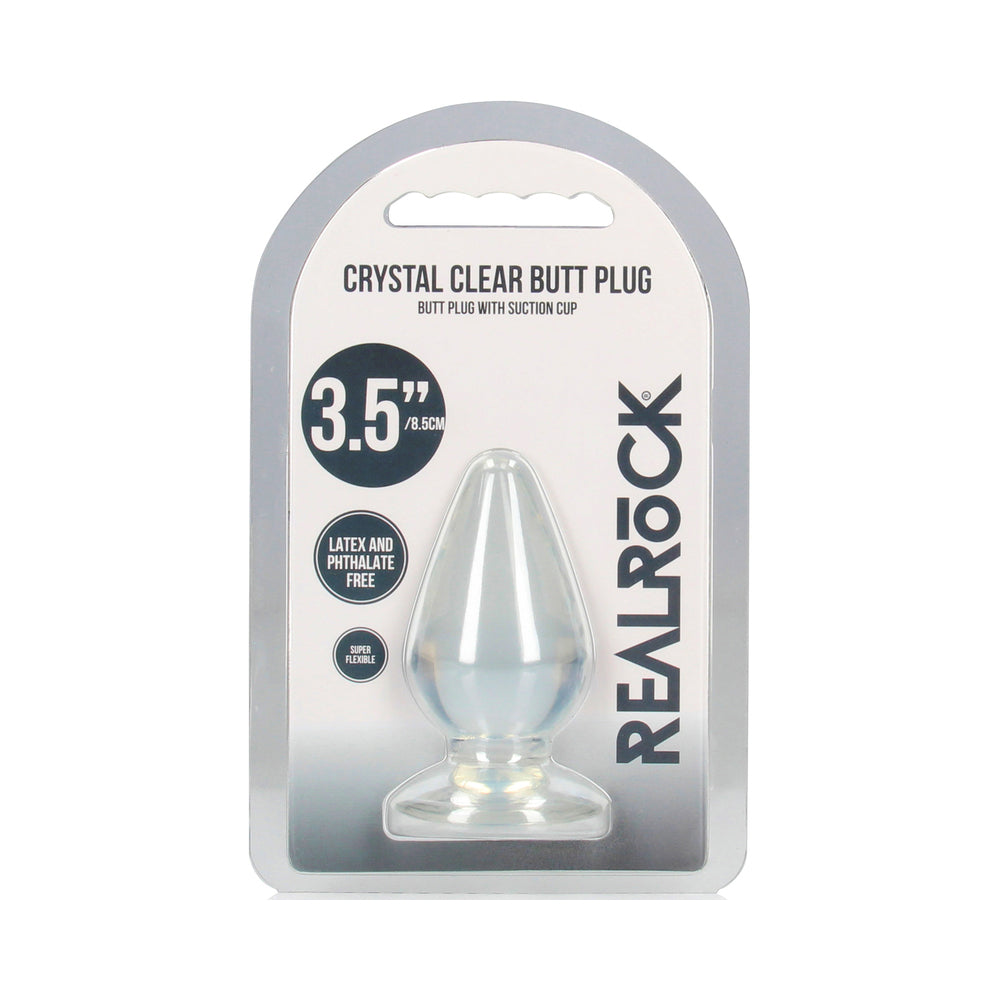 RealRock Crystal Clear 3.5 in. Anal Plug Clear RealRock crystal-clear 3.5-inch anal plug retail pack