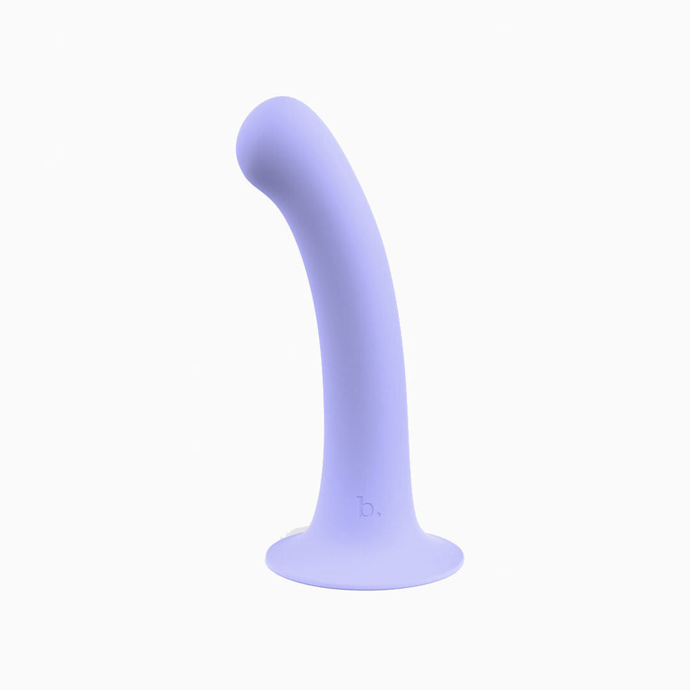 Biird Surii 6 in. Silicone Dildo with Suction Cup light purple Biird Surii curved dildo with broad suction base on white