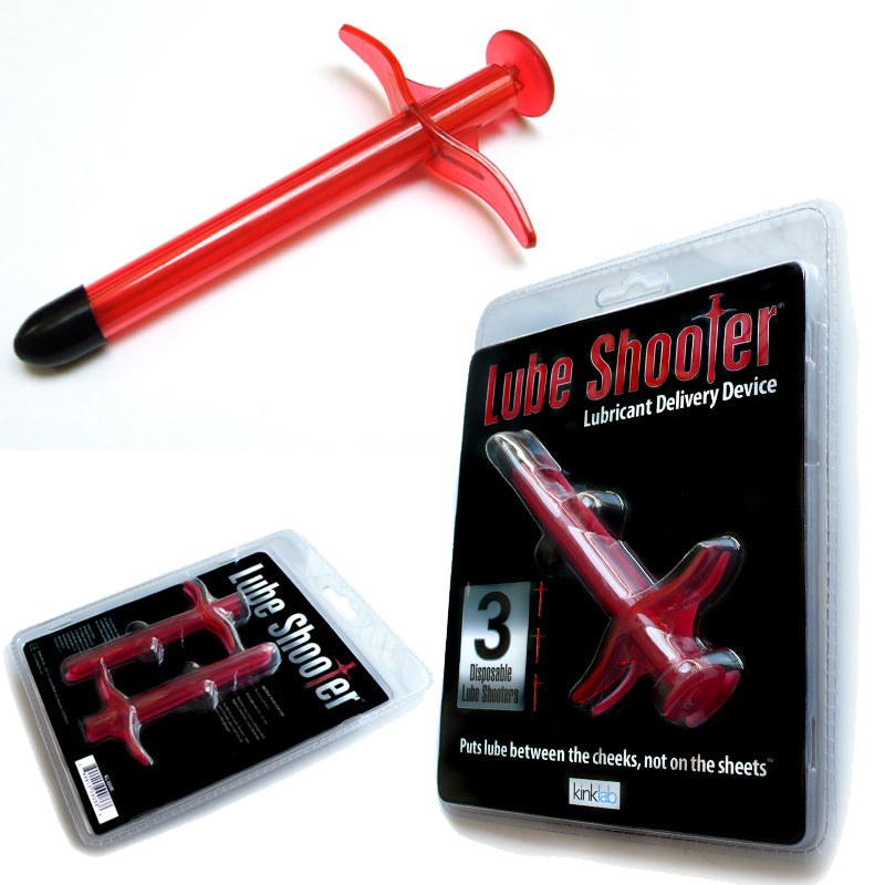 KinkLab Lube Shooter Red (3pk) Three red KinkLab Lube Shooter applicators with clear cases