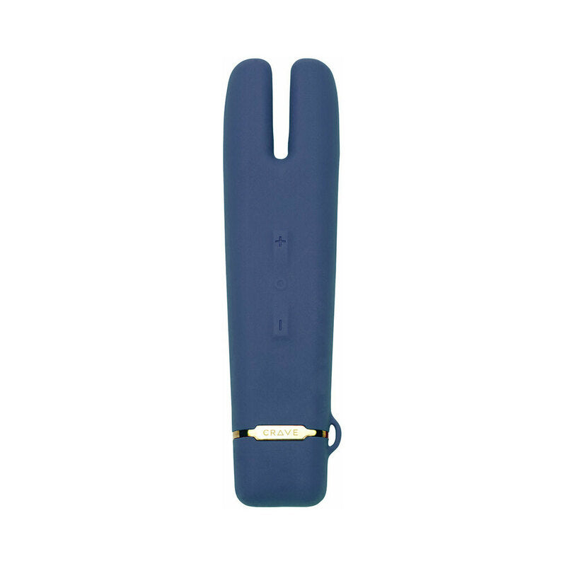 Crave Duet Flex Blue front view of blue Crave Duet Flex with twin tips and gold-accented base cap
