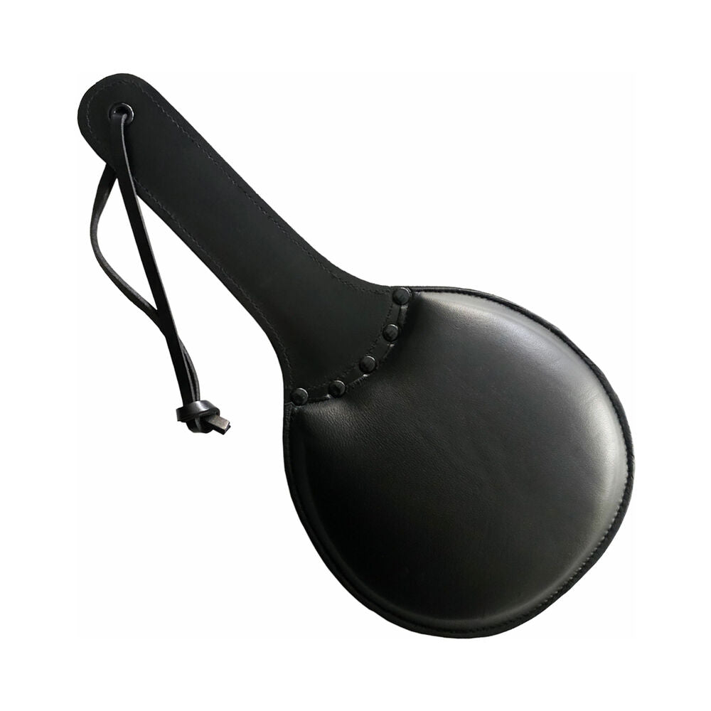 Rouge Leather Padded Ping Pong Paddle Black with Black Accessories black Rouge leather ping-pong paddle with padded face and wrist loop