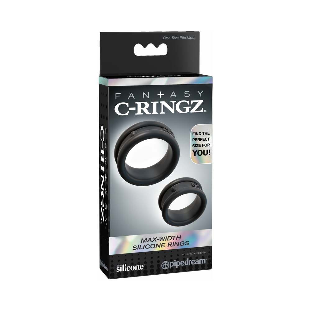 Fantasy C-Ringz Max-Width Silicone Rings 2-Piece Set Black Fantasy C-Ringz Black Max-Width Rings black retail box front