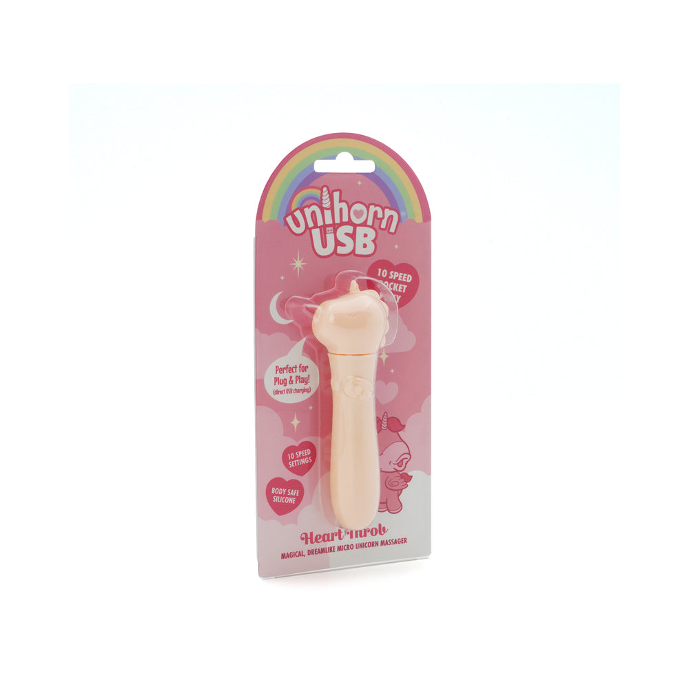 Unihorn USB Bullet Heart Throb Pink/Peach Light-pink Unihorn Heart Throb USB bullet on pink rainbow retail card