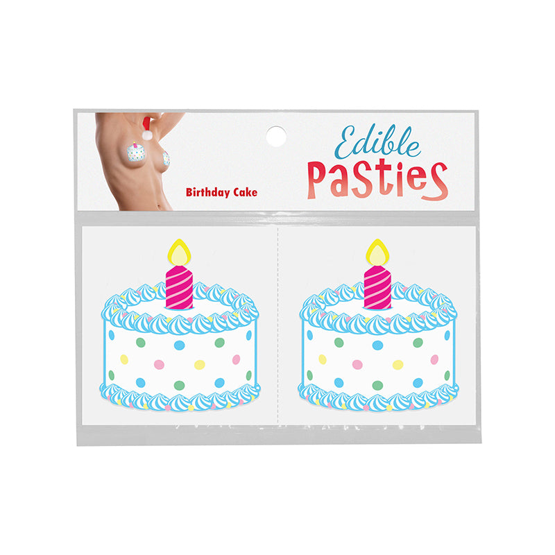 Birthday Cake Edible Pasties Pair of birthday cake edible pasties with striped candle designs