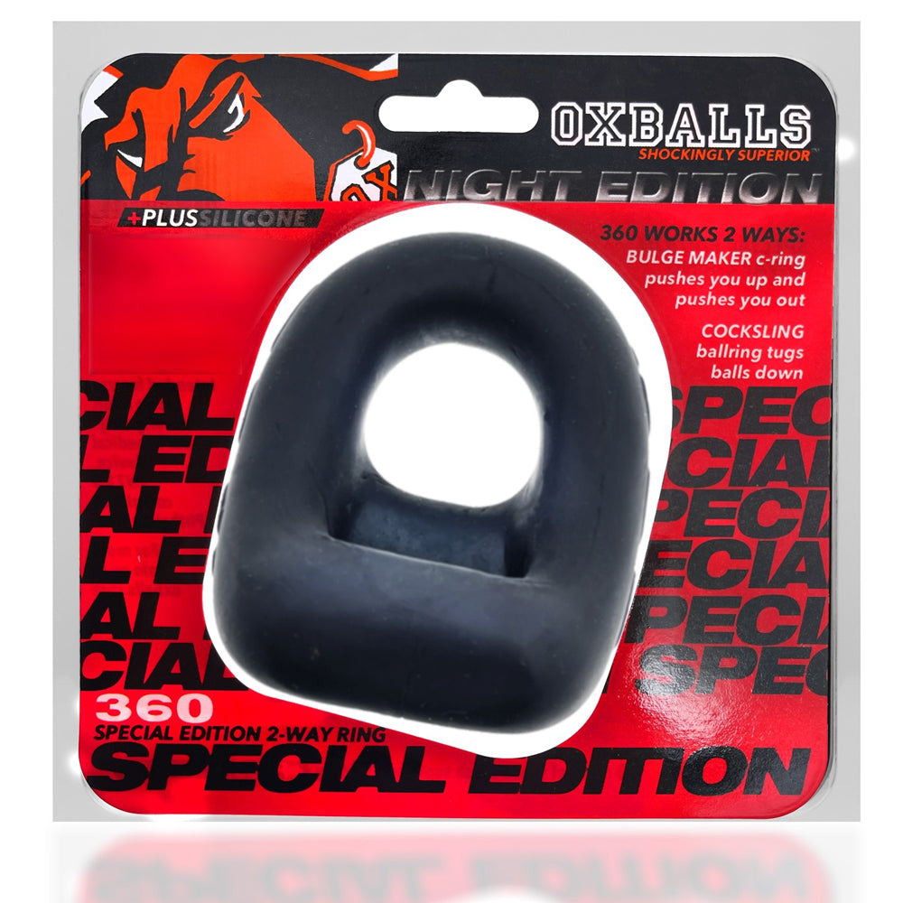 OxBalls 360 Dual-Use Cockring Plus+Silicone Special Edition Night Packaged OxBalls 360 Night black dual-opening ring