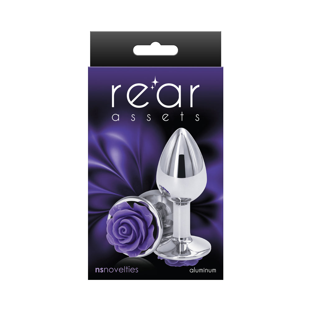 Rear Assets Rose Anal Plug Small Purple Rear Assets small purple rose anal plug retail package