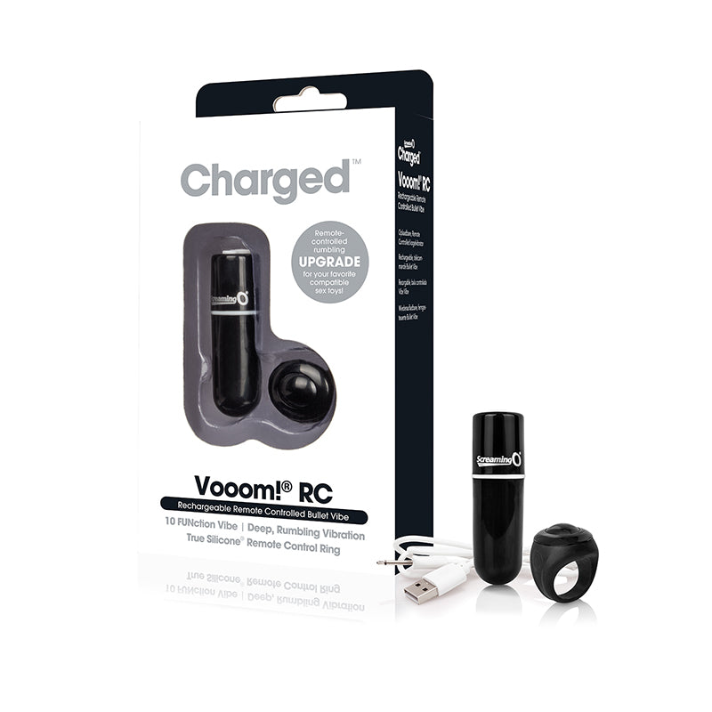 Screaming O Charged Vooom Remote Control Bullet - Black Screaming O Charged Vooom Black Bullet Set bullet remote loop and cable beside retail carton