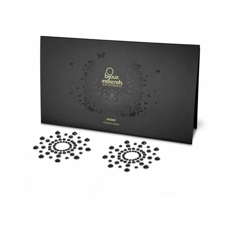 Bijoux Indiscrets Mimi Rhinestone Pasties Circles Black pair of black circular Mimi rhinestone pasties with concentric stones below black box