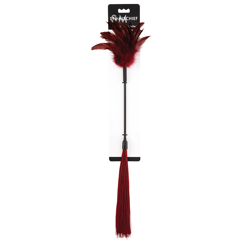 Sportsheets Sex & Mischief Shadow Feather Tickler Dual-Ended Flogger Burgundy Burgundy Sportsheets Shadow feather tickler with tassel end