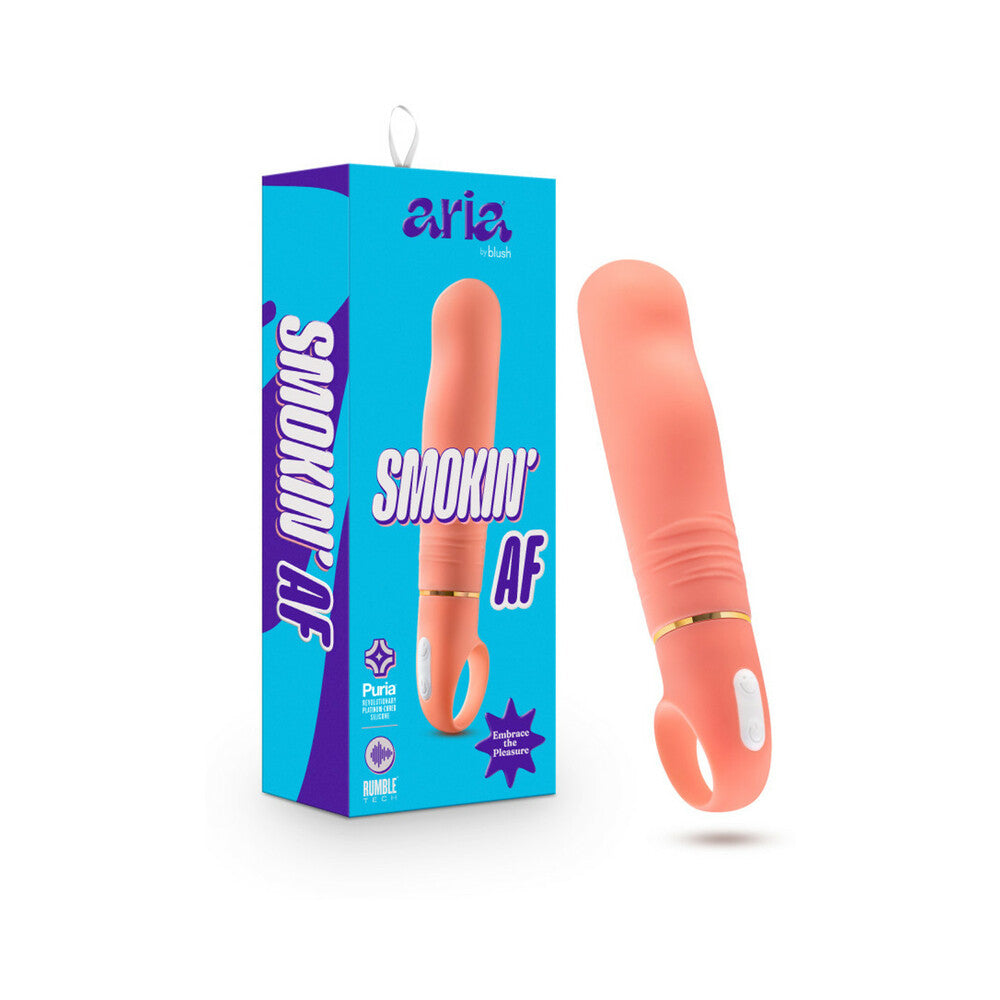 Aria Smokin'' AF Silicone Vibrator Coral Coral Blush Aria Smokin AF vibrator with retail box
