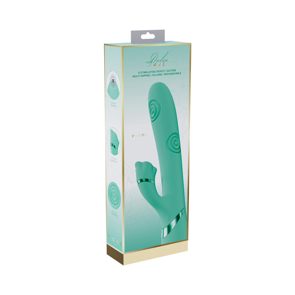 VIVE Fiore Rechargeable G-Spot Air Wave and Tapping Flared Clit Stimulator Green VIVE Fiore green air-wave and tapping vibrator retail box