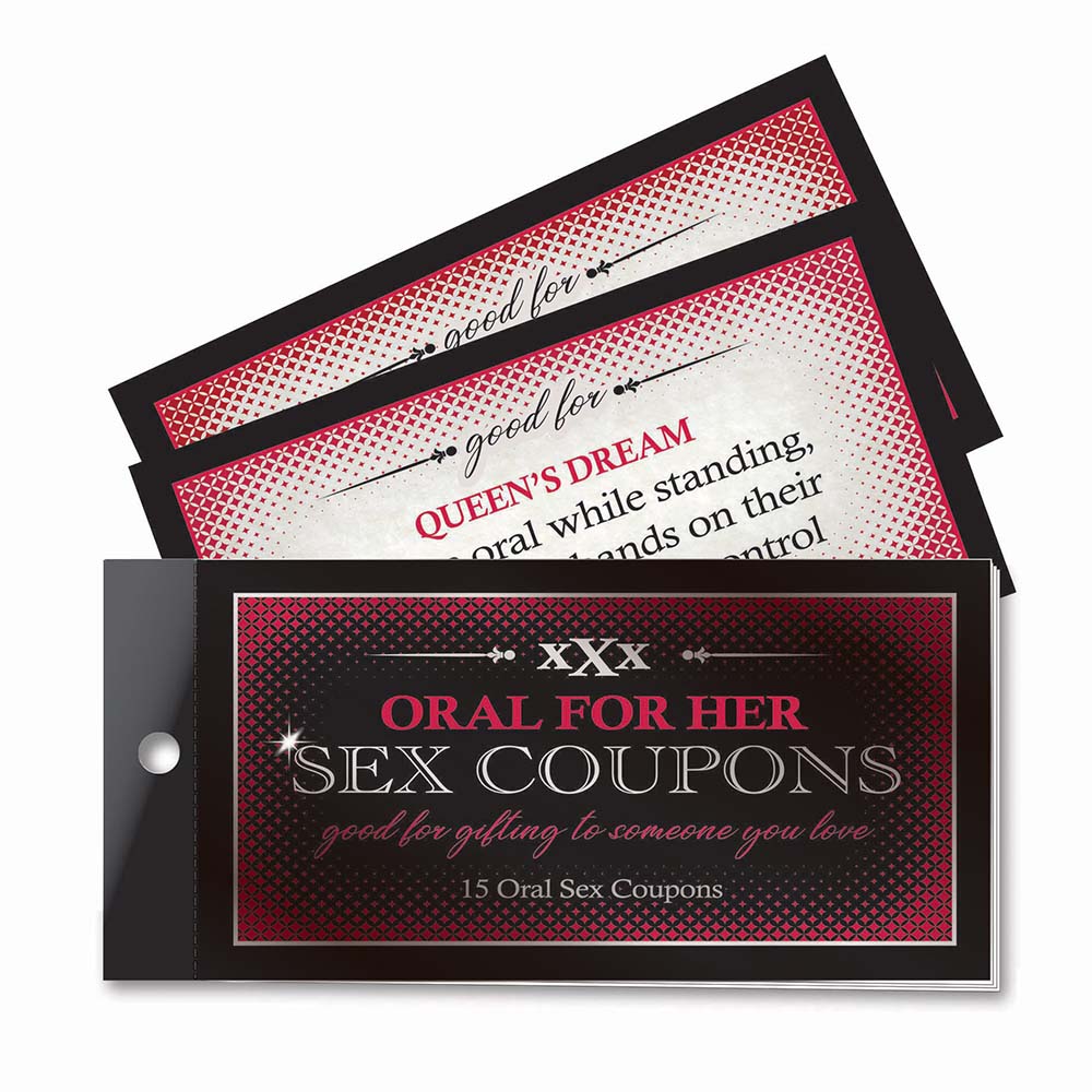 Oral Adventures For Her Sex Coupons black and pink Oral Adventures for Her booklet with silver side fastener