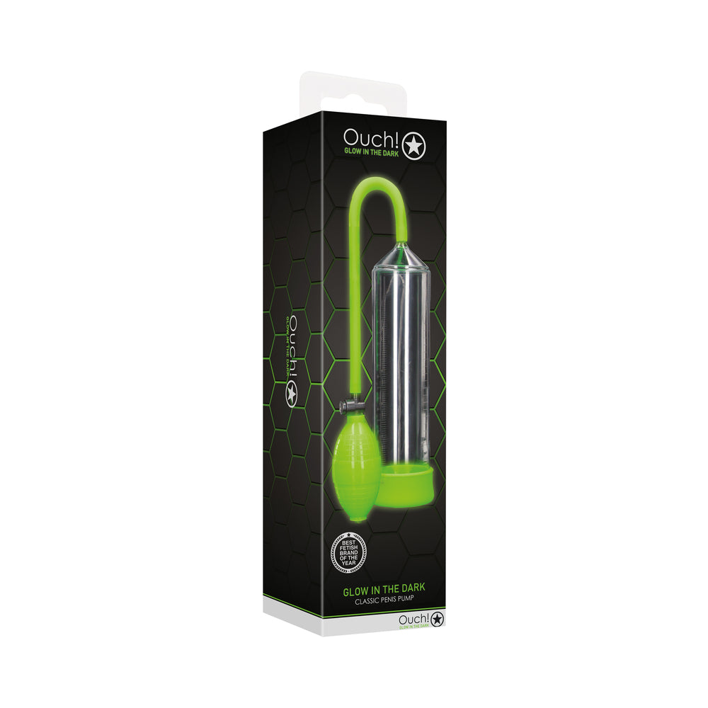 Ouch! Glow in the Dark Classic Penis Pump Neon Green Ouch neon-green Classic penis pump retail box