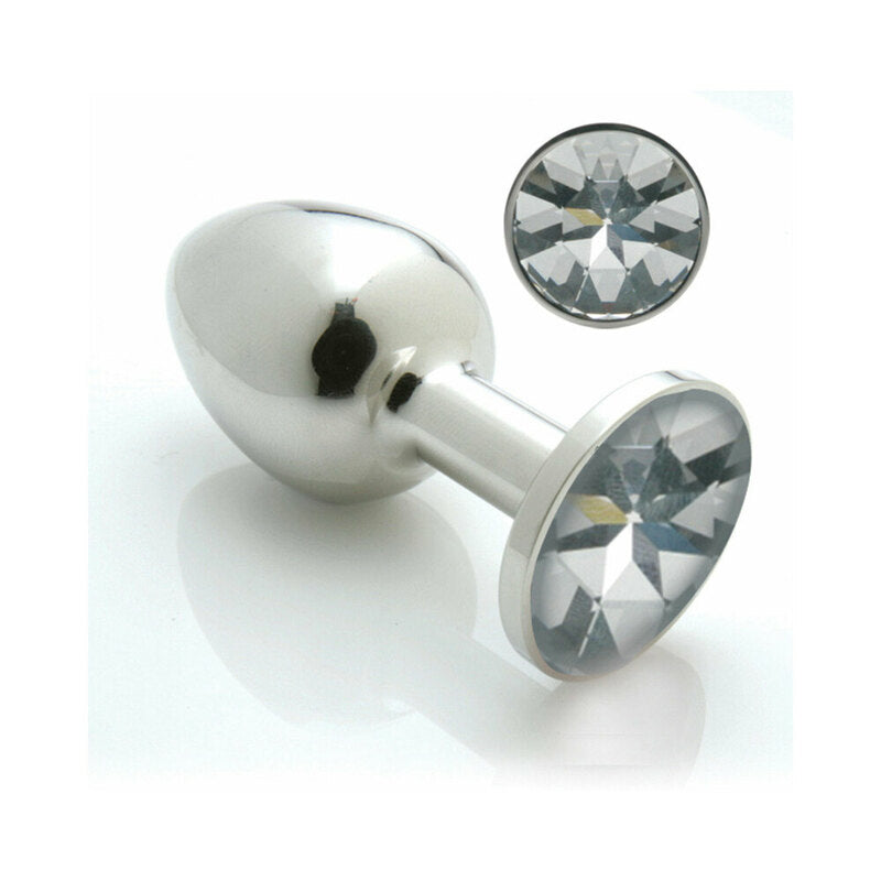 Pretty Plug Large Crystal Clear large polished metal Pretty Plug with faceted clear crystal base