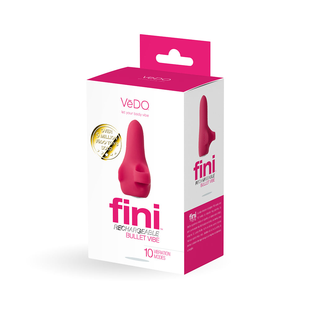VeDO Fini Rechargeable Bullet Vibe Pink pink VeDO Fini finger bullet vibrator in white and magenta box