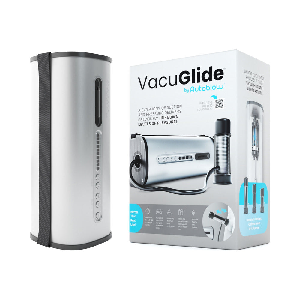 VacuGlide by Autoblow Suction-Aided Milking Machine Autoblow VacuGlide gray machine and retail box